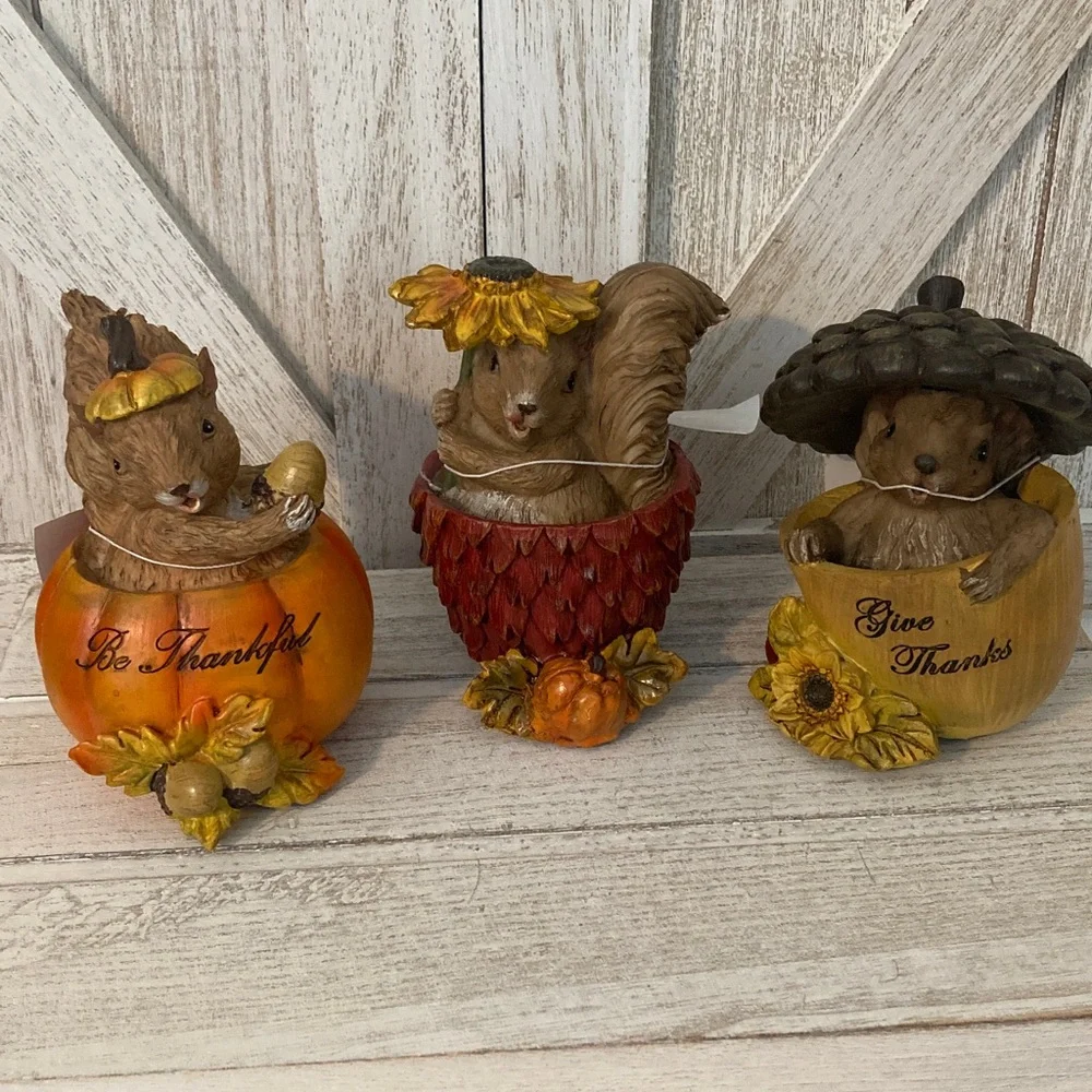 Hobby Lobby 2021 Fall Thanksgiving Squirrel Figurines Set